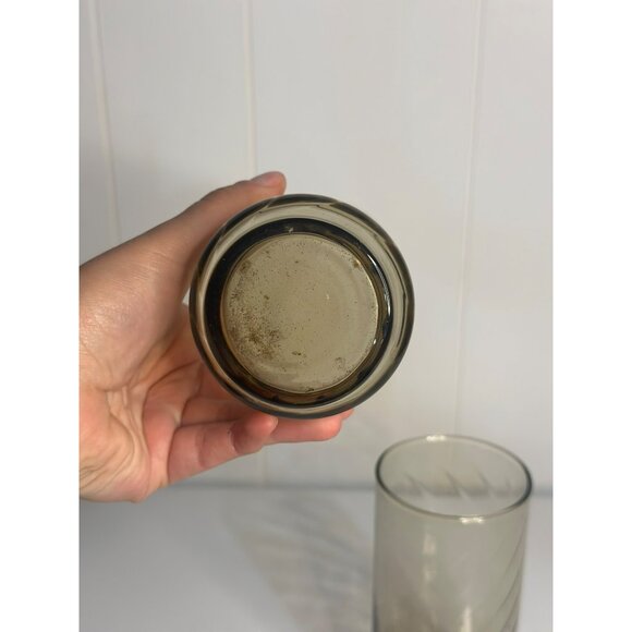 VTG Libbey Brown Swirl Tumbler Glasses 5.75" Set-of-2 Smoke-Brown Glasswear MCM - Picture 3 of 6